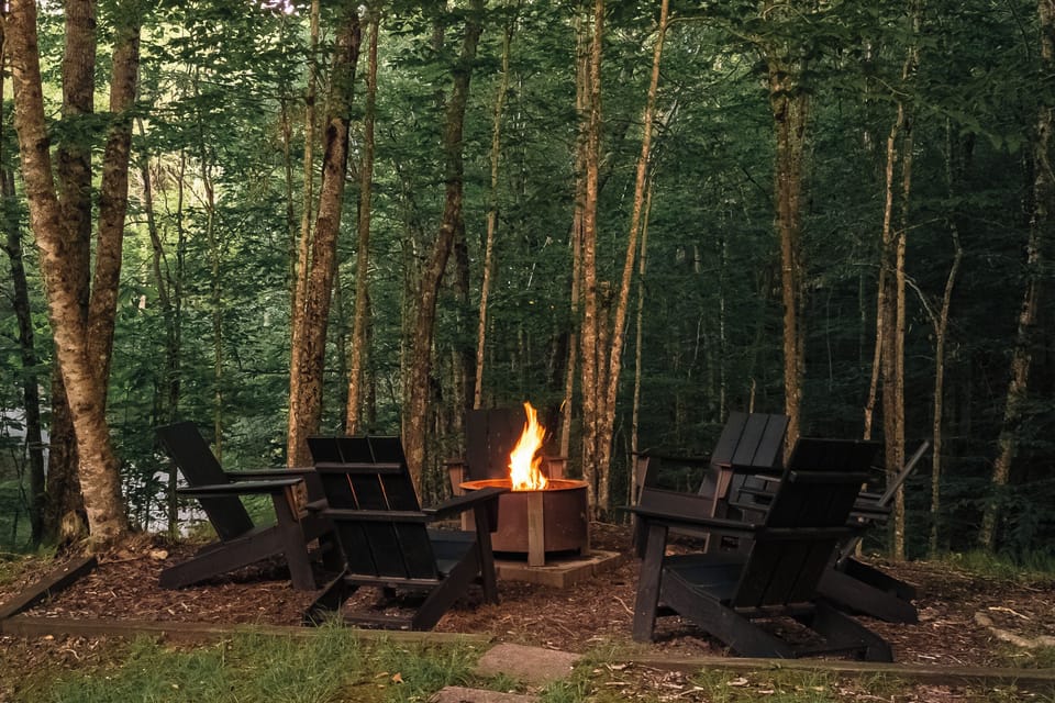 Enjoy listening to the surrounding creeks while you sit by the fire pit.
