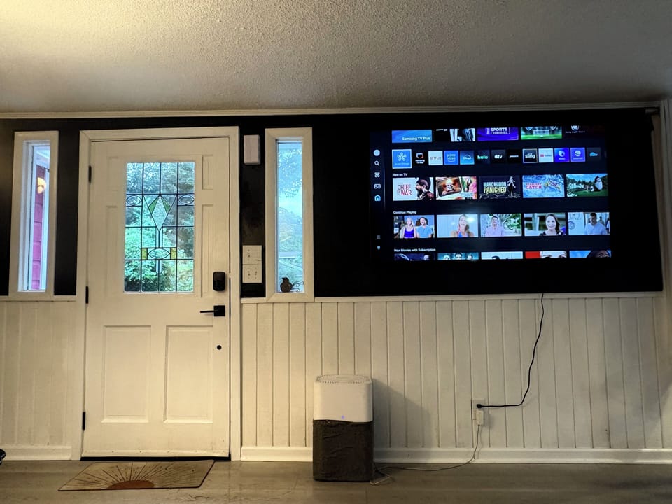 Living room has a large tv, great for streaming on a lazy rainy day :)