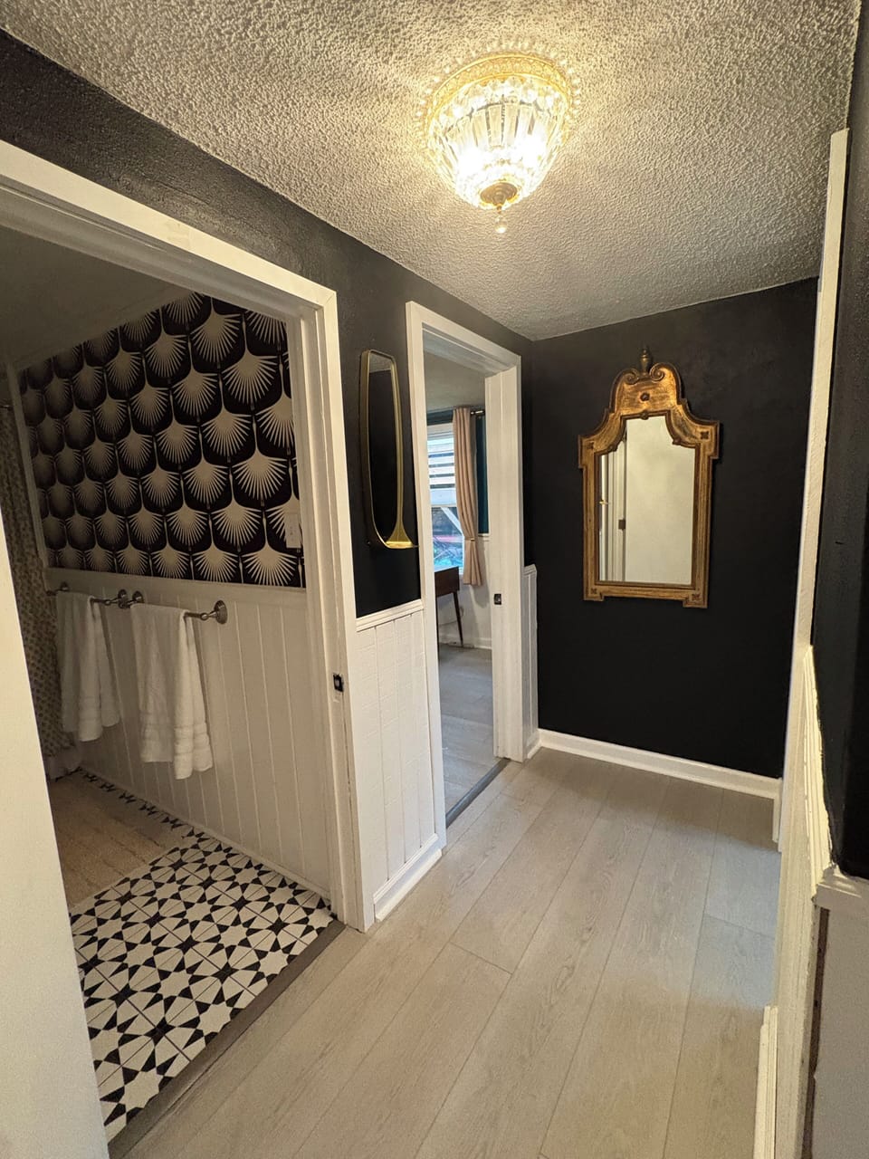 Hallway leading to bedrooms/hall bath