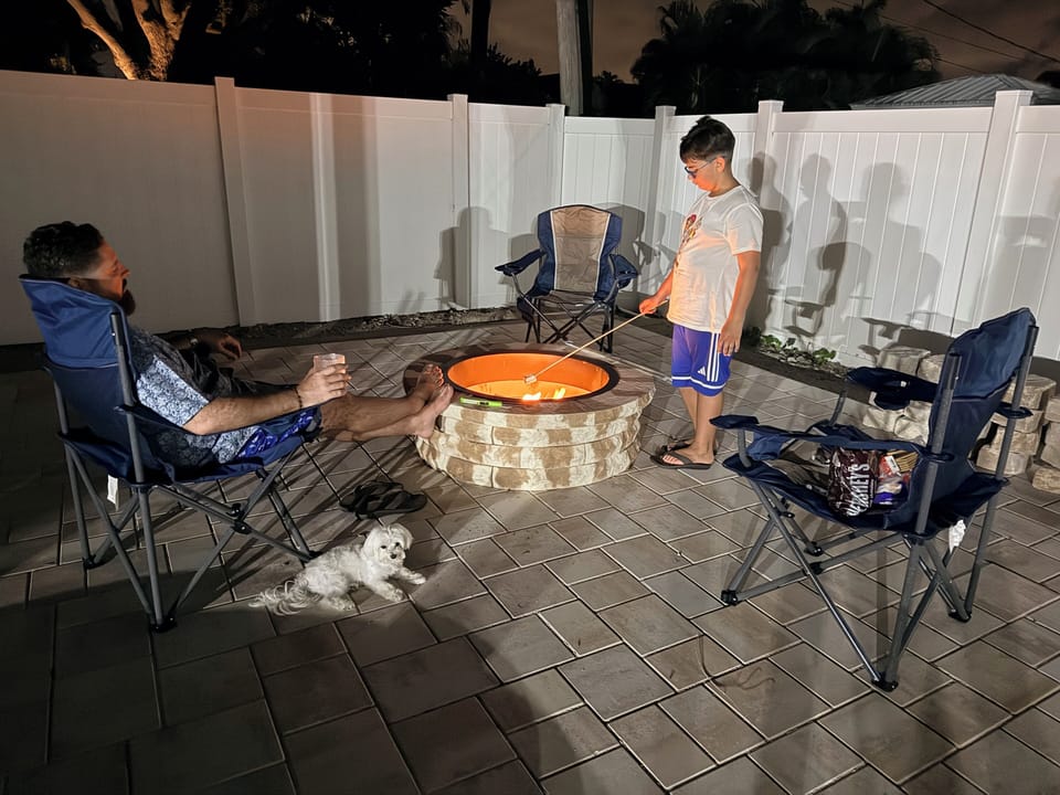 Gather around the outdoor fire pit for cozy evenings and family memories