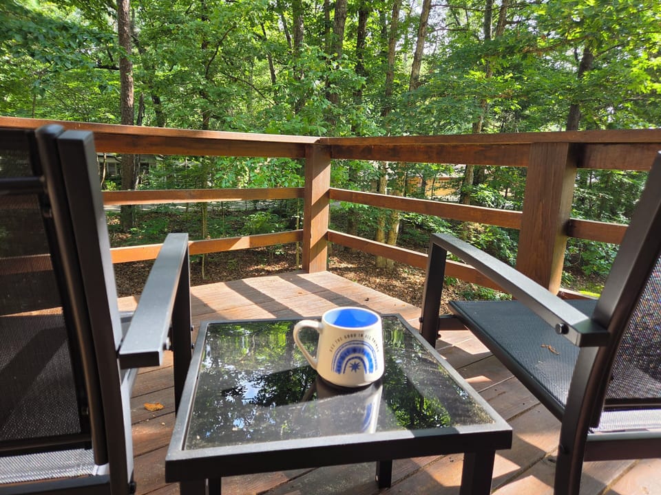 how about you start or end your day on this deck which is set up for two. 
