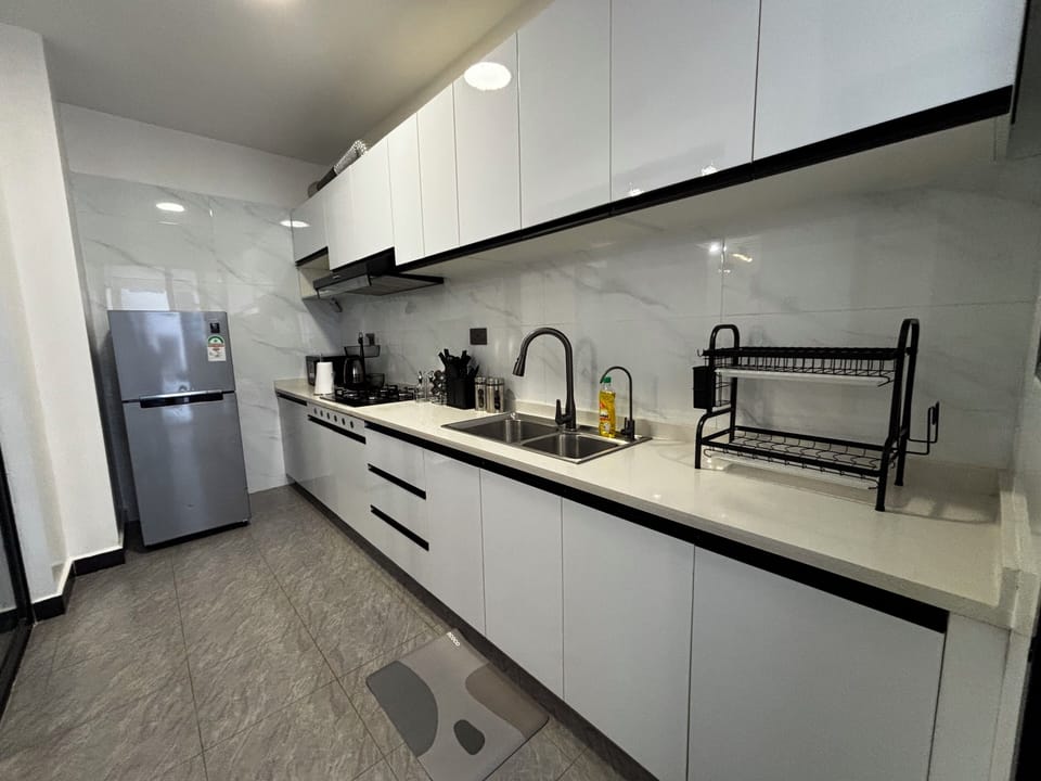 Apartment, 2 Bedrooms, Courtyard View | Private kitchen | Rice cooker, blender, cleaning supplies, freezer