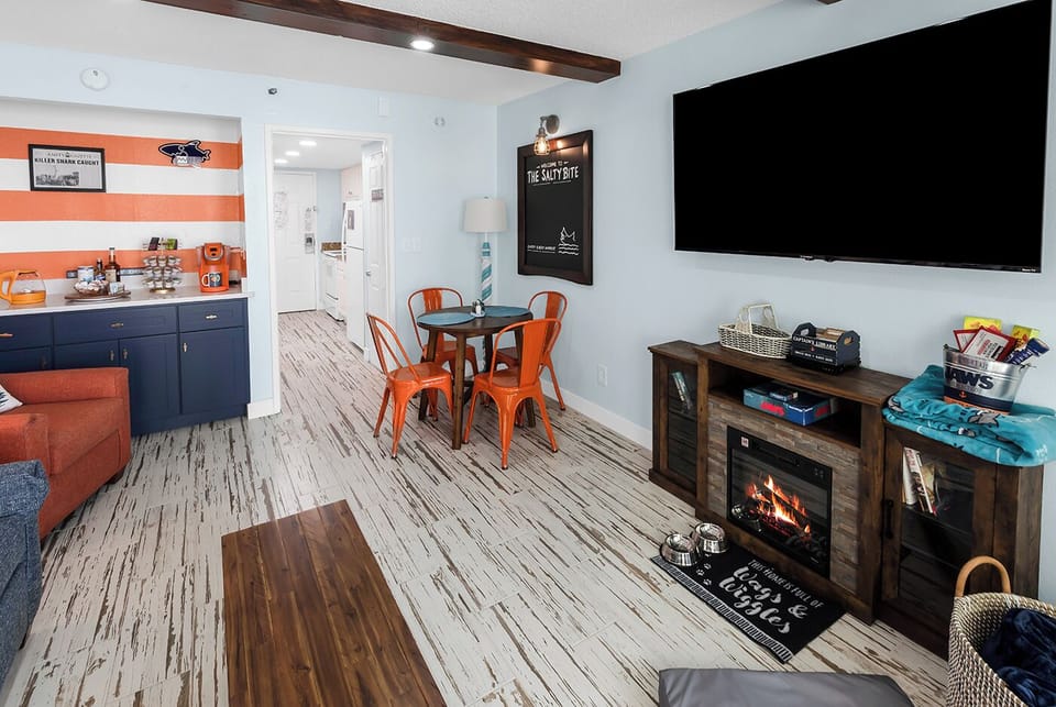 Curl up in the Orca Lounge for movie night, a cozy fire, and a few carefully chosen nods to the film that started it all.