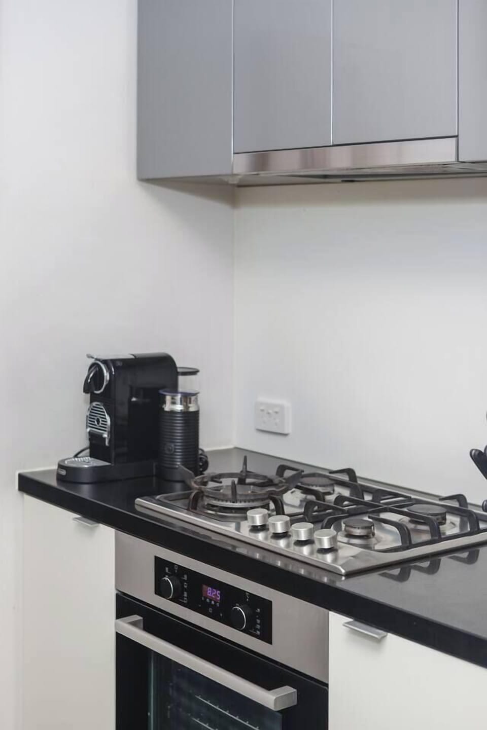 Start your day with a fresh brew from the Nespresso machine and milk frother—perfect for a quick caffeine fix.