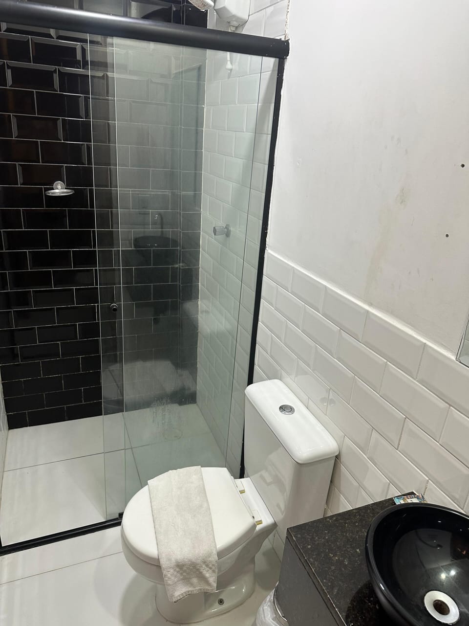 Shower, towels, soap, shampoo