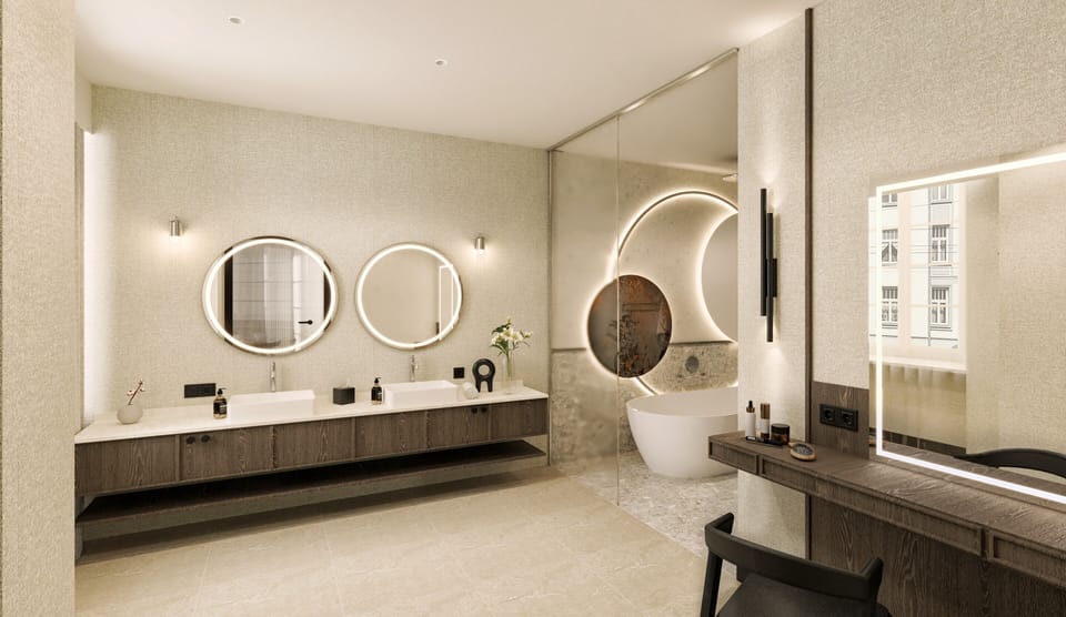 Junior Suite, 1 King Bed, City View | Bathroom | Hair dryer, towels, soap, shampoo