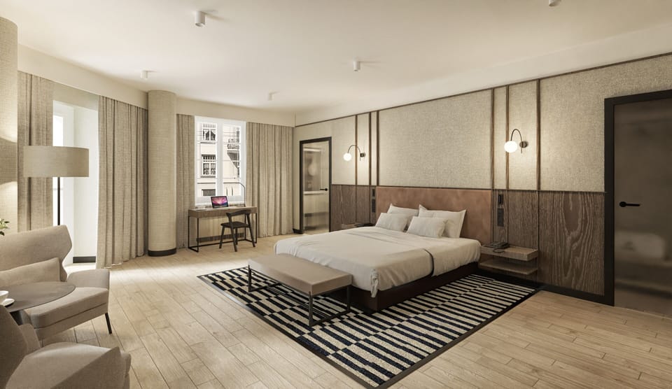 Junior Suite, 1 King Bed, City View | Minibar, in-room safe, desk, laptop workspace