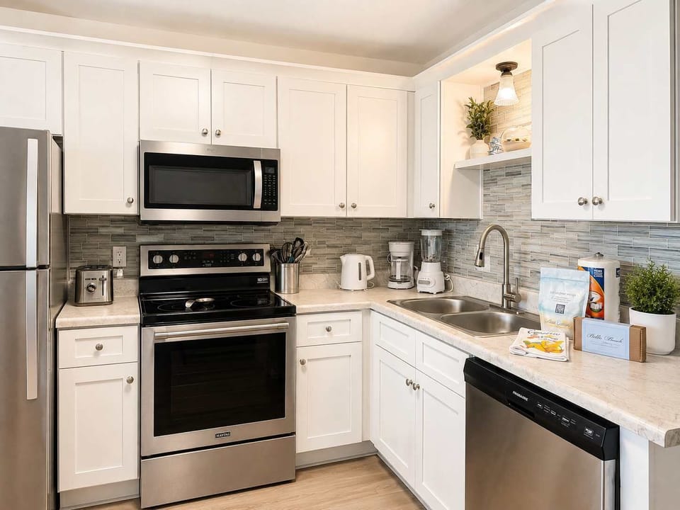 Well-equipped kitchen with stainless appliances