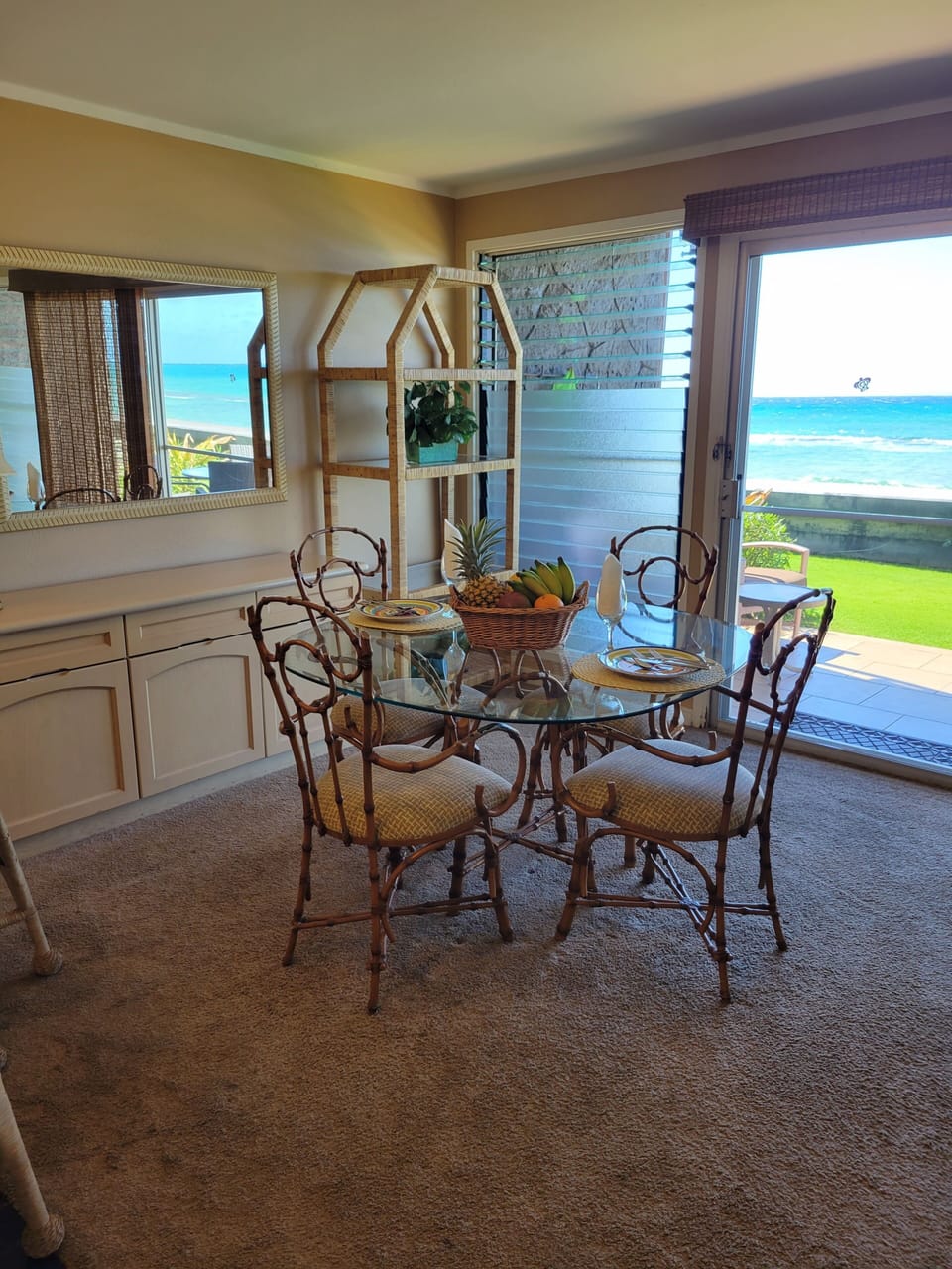 3 stools at the kitchen counter, seating for 4 at the table, with a view!