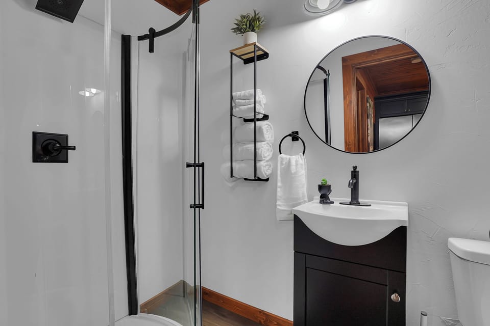 Full Bath with a standing shower and vanity.