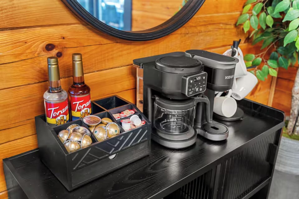 Because every great vacation starts with great coffee. Whether you're an early riser watching the sunrise or fueling up for a day at Dollywood, our coffee station is ready to kick-start your Smoky Mountain adventure.