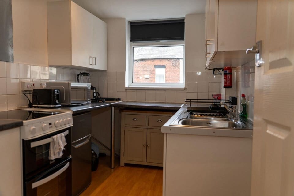 Fridge, microwave, oven, electric kettle