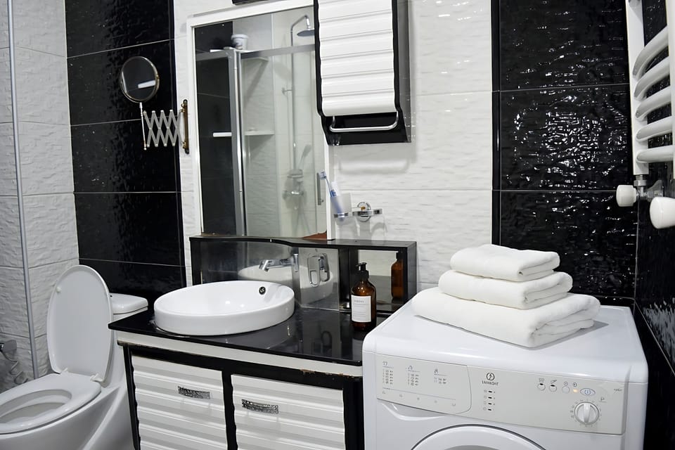 Slippers, towels, soap, shampoo
