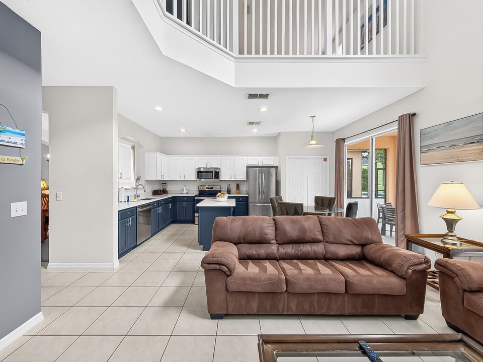 Spacious Downstairs Area with Living Room, TV, Additional Dining and Full Size Kitchen