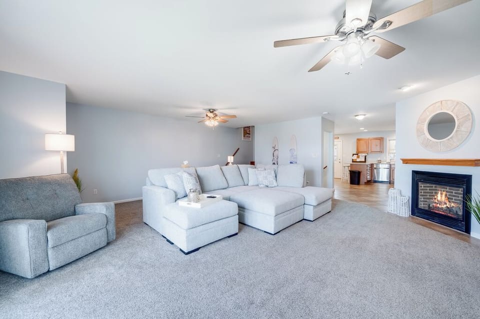 Sink into the oversized sofa for family movie night after a fun-filled day at the beach.