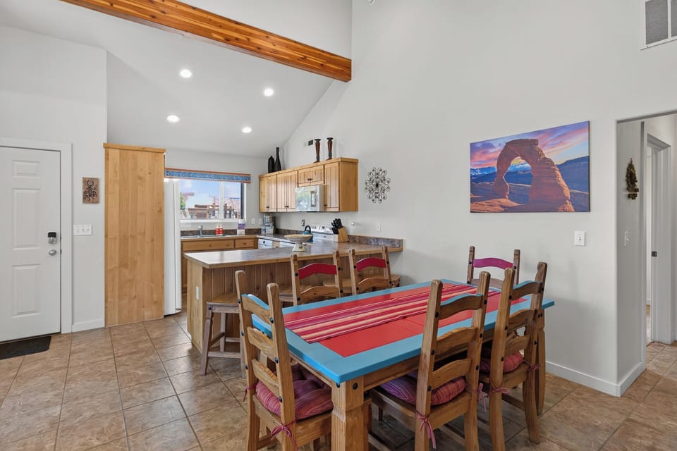 Enjoy meals together around a table that comfortably seats 6.