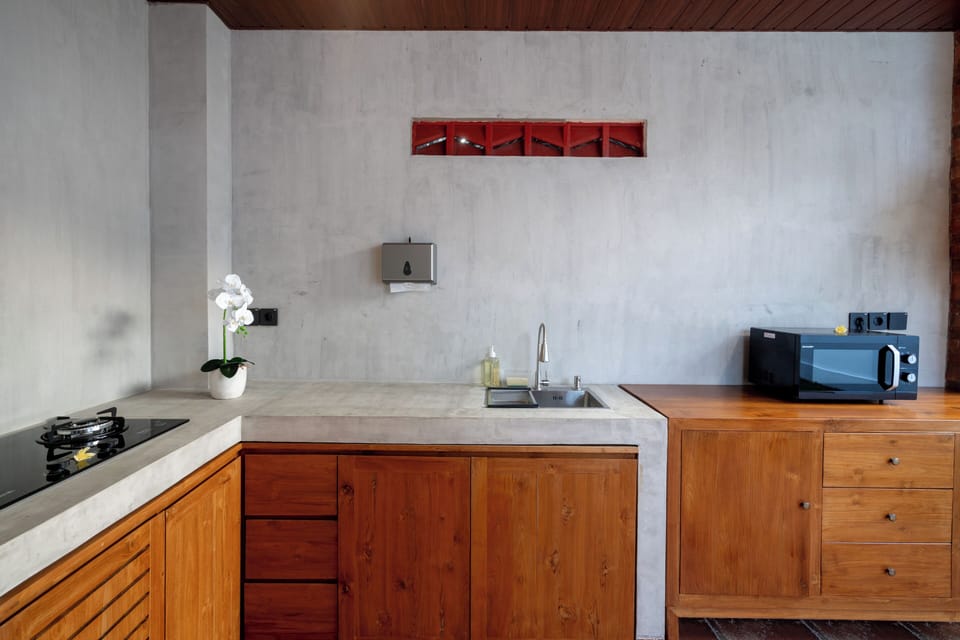 Full-size fridge, microwave, oven, stovetop