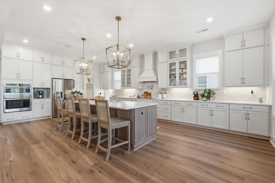 Fully stocked kitchen with Keurig, island seating and everything needed to cook family meals