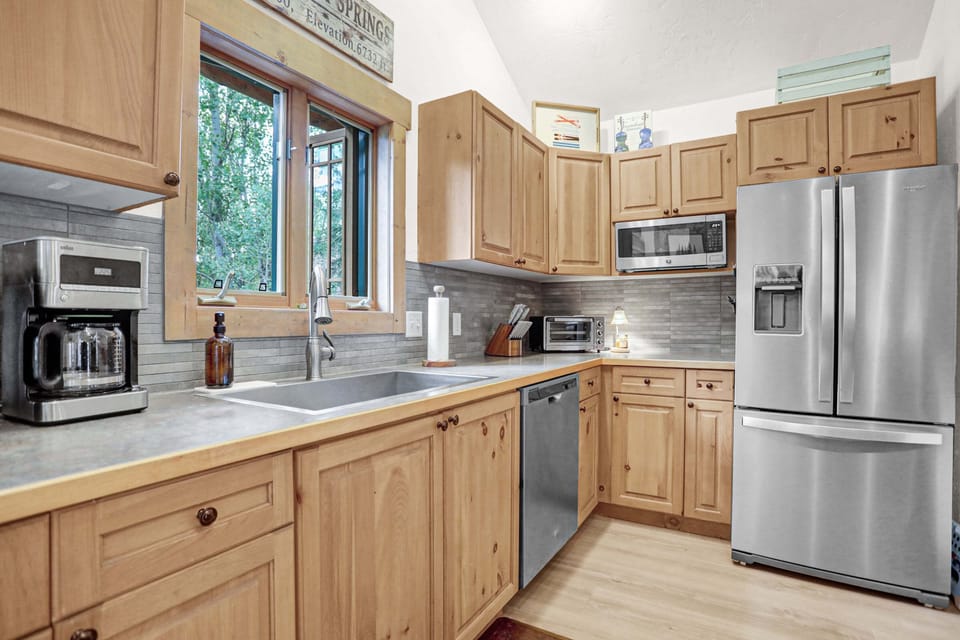 Kitchen with stainless steel appliances