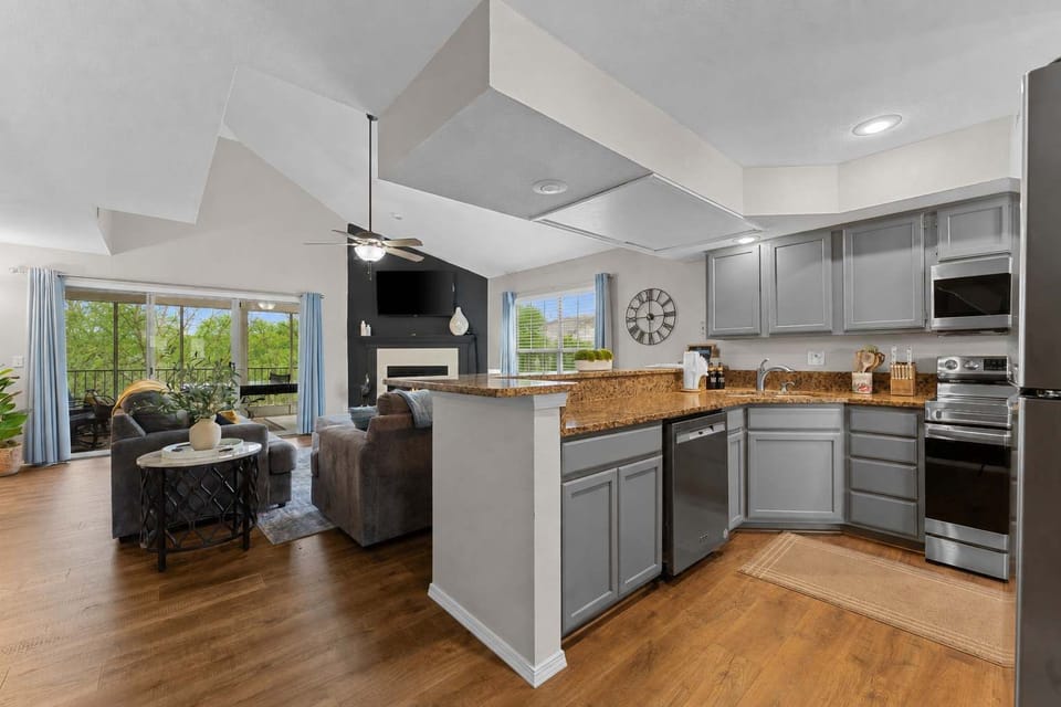 Open kitchen to living room