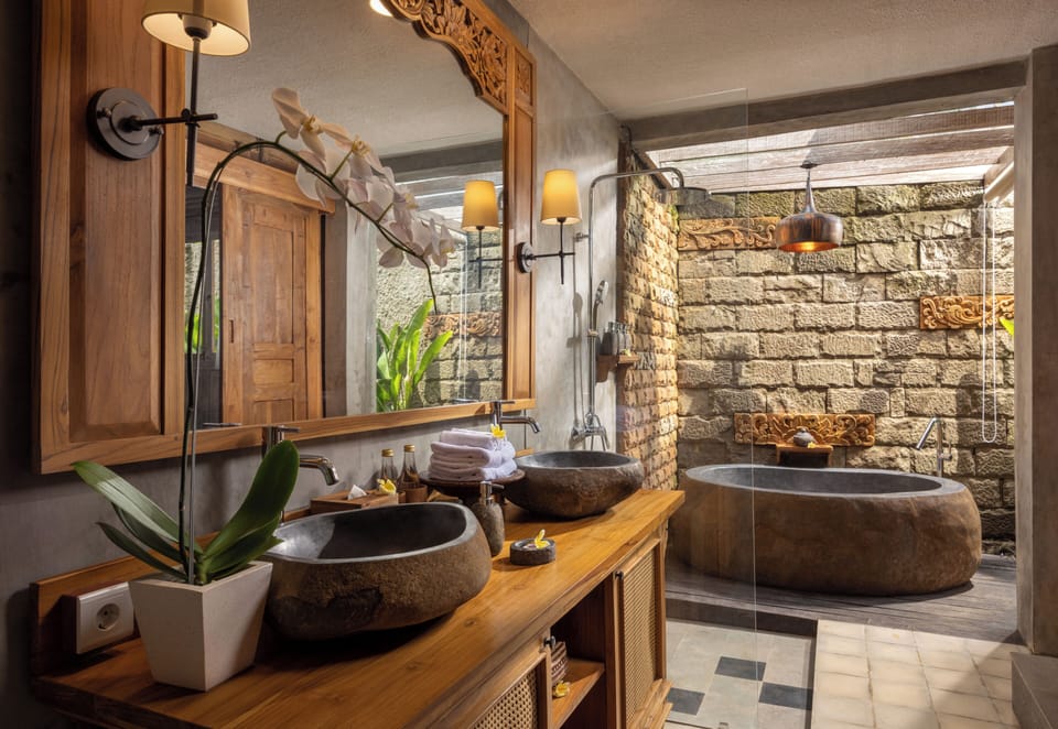 Ethnic One Bedroom Private Pool Villa with One Time Floating Breakfast | Bathroom | Separate tub and shower, free toiletries, hair dryer, bathrobes