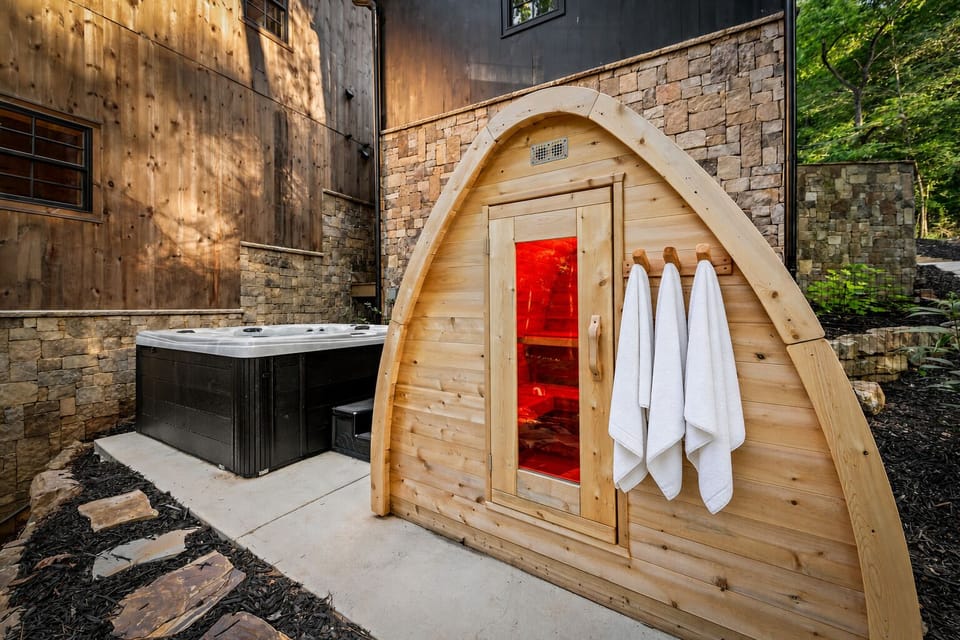 Step into the cedar sauna, breathe deeply, and let the warmth melt your stress away.