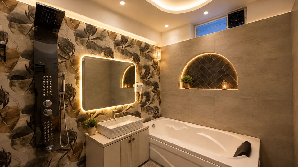 Executive Suite | Bathroom | Separate tub and shower, hair dryer, towels, soap
