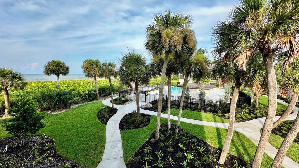 The view looking over to the pool and boardwalk.