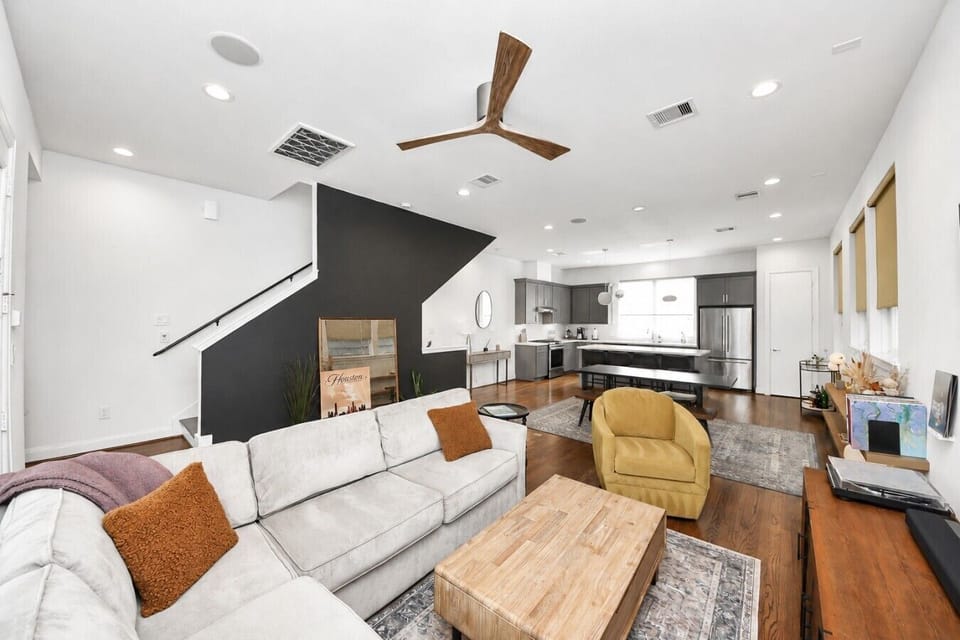 Open living space with chef’s kitchen