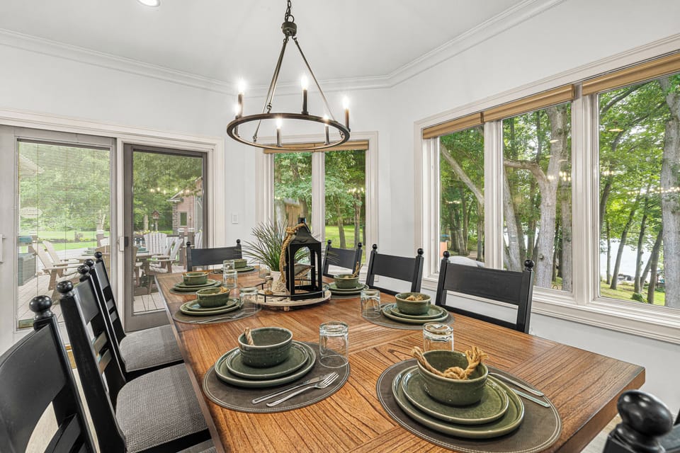 This beautiful dining table seats 8!