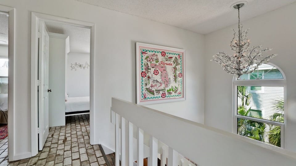 Hallway with beautiful chandelier