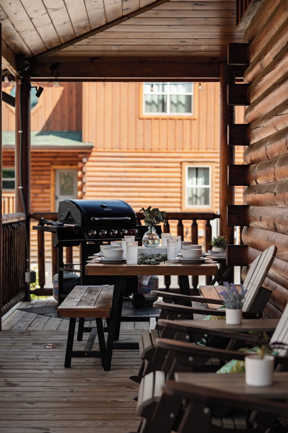 Covered deck with gas grill
