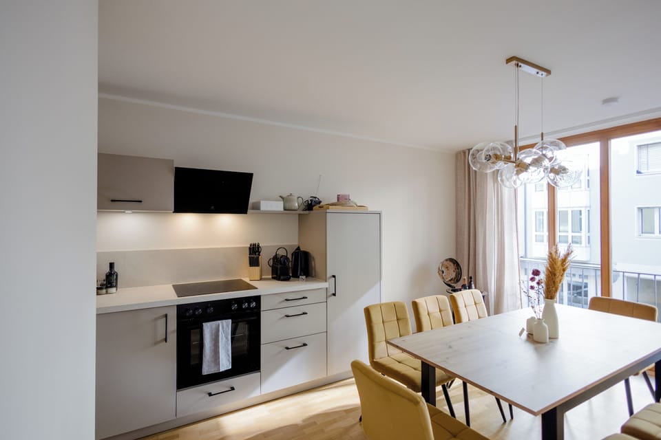 Superior Apartment | Private kitchen | Espresso maker, coffee/tea maker, full-size fridge, microwave