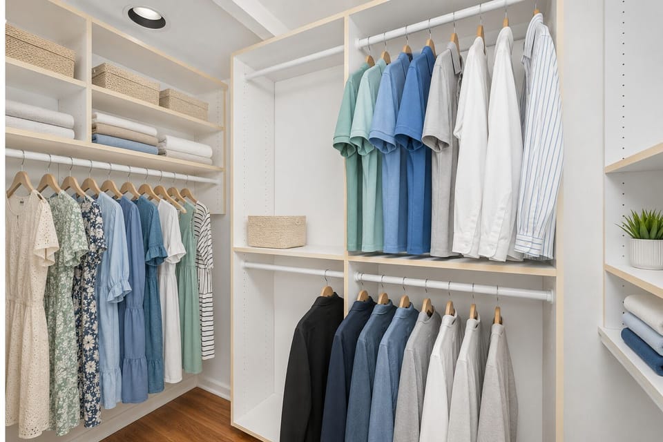 Walk in closet off master bedroom