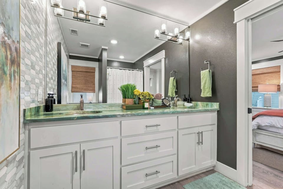 Get ready in style — a spacious double vanity means no waiting your turn!