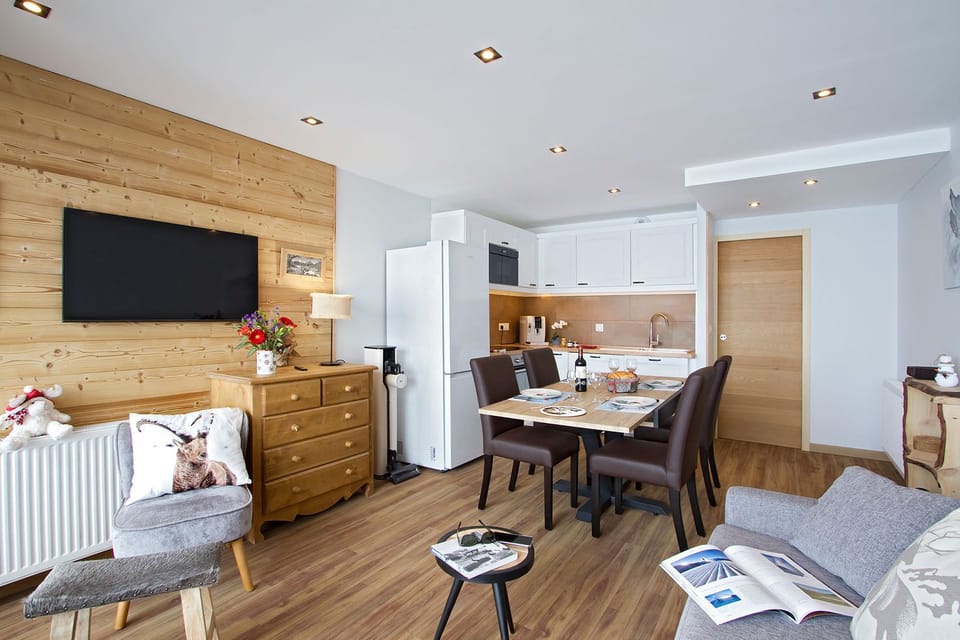 Cozy wood-paneled lounge, perfect for relaxing after a day on the slopes