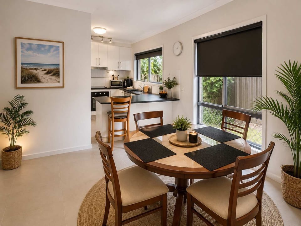 Open-plan dining area with seating for four
