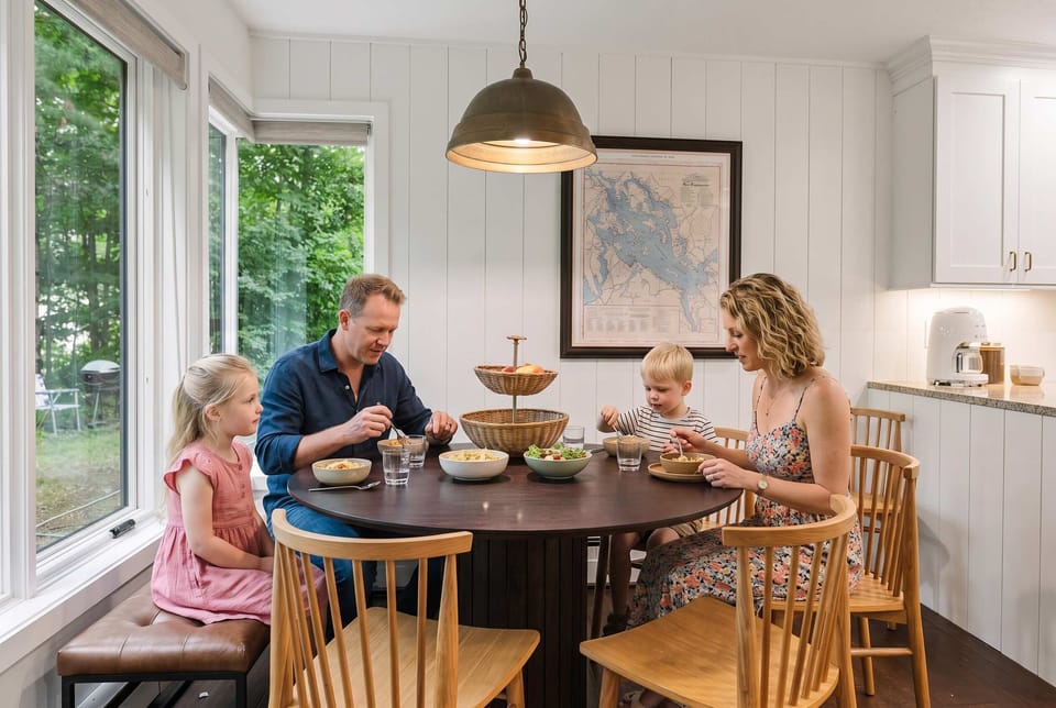 Good food, great company, and vacation memories made around the table.