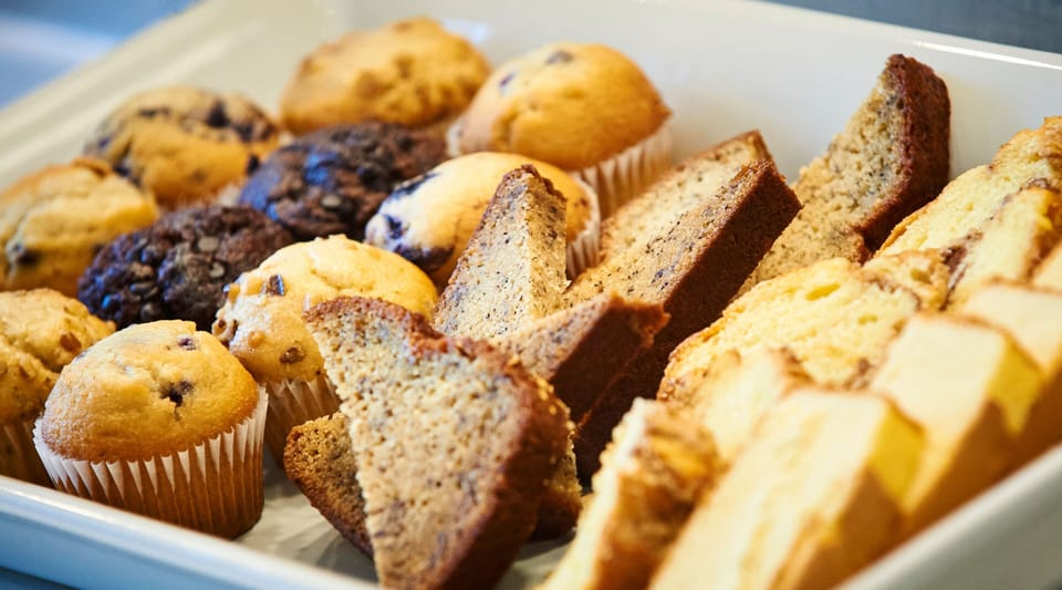 Fresh baked muffins and breads served daily at the breakfast buffet.