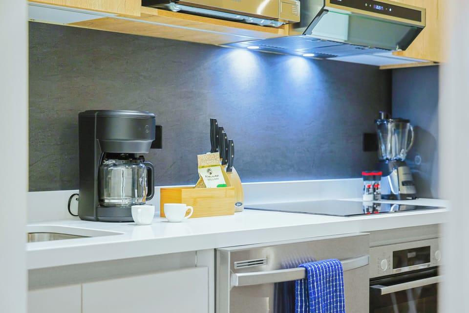 Your kitchen is stocked with everything you need to whip up a meal or brew a fresh pot of coffee to start your day.