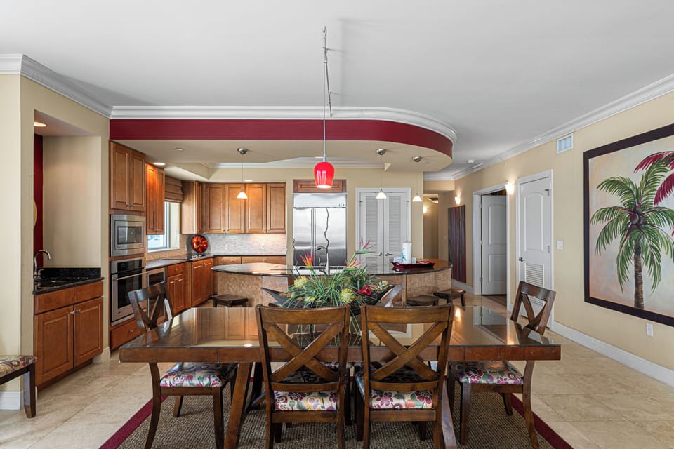 Elevated kitchen and dining