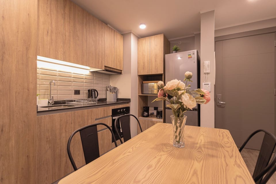 Standard Apartment, 2 Bedrooms, Balcony | Private kitchen | Fridge, microwave, oven, stovetop