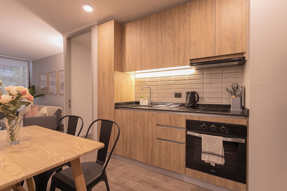 Standard Apartment, 2 Bedrooms, Balcony | Private kitchen | Fridge, microwave, oven, stovetop