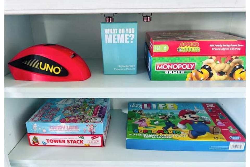 Games located in living room entertainment center 
