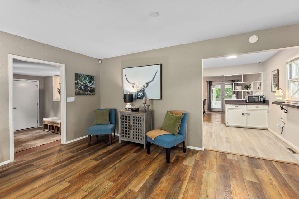 Spacious bath with large vanity plus in-unit washer and dryer