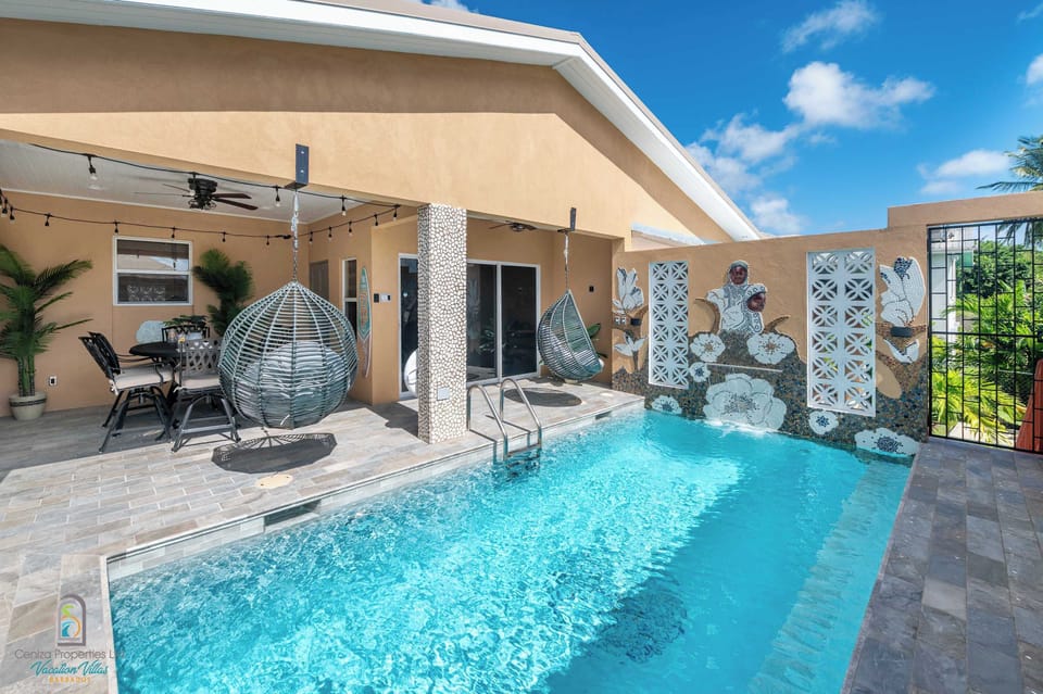 Spacious backyard with private pool