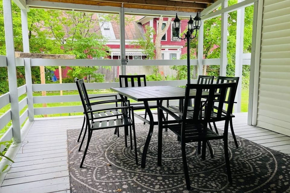 Communal porch with dinning table