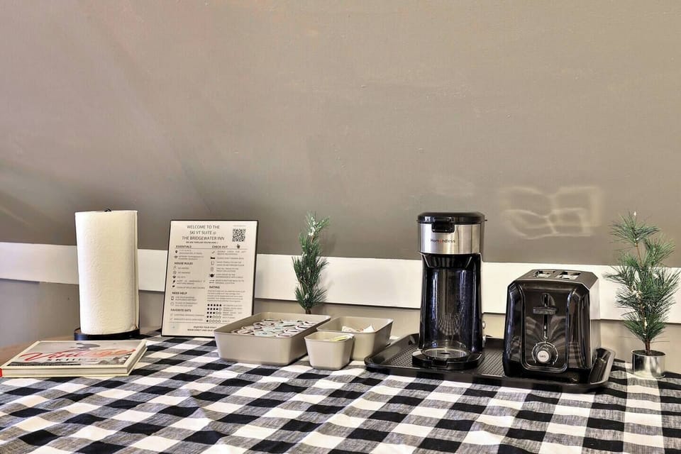 Kitchenette area features complimentary coffee, creamer and sugar, as well as a mini-fridge, toaster and microwave.