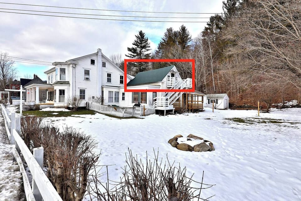 Ski VT overlooks large backyard boasting 3 season fire pit and views of the Ottaqueechee River(Note: We just purchased this property. Please excuse our outdoor appearance at the moment - it is undergoing some aesthetic changes like a sign change, n