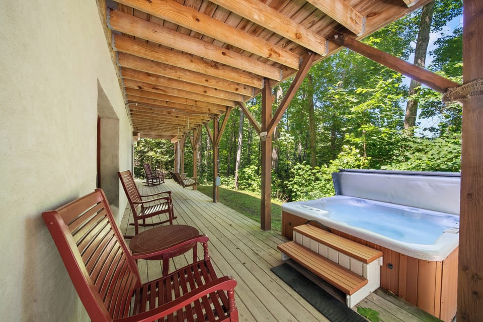 Lower Level Deck Seating and Hot Tub